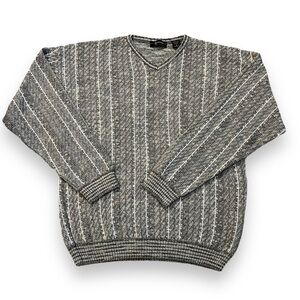Lorenzo Italy Pullover Sweater Textured Knit Gray Large Vintage